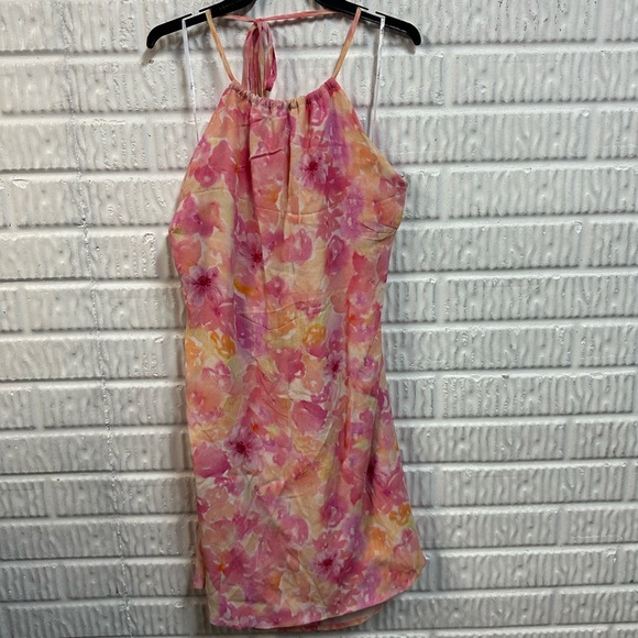 Lulus Mini Floral Halter Dress in Pink and Yellow NWOT Size XL - Picture 5 of 8